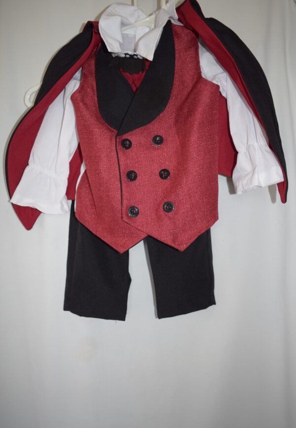 Infant Count Dracula Halloween Costume Size 6/9 Mo Cape Pants Shirt Vest Tie - Image 2