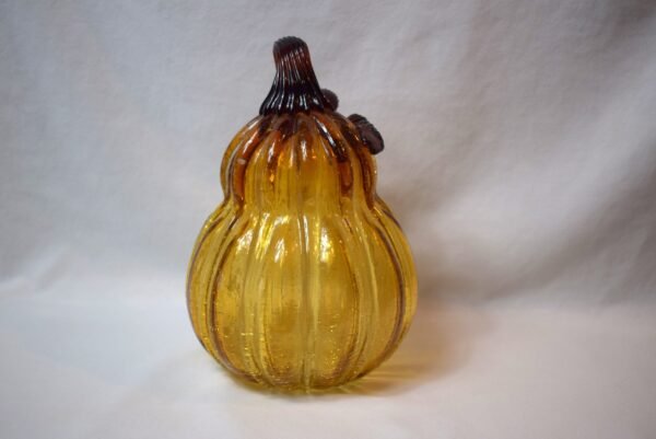 Hand Blown Amber Crackle Glass Pear - Image 4