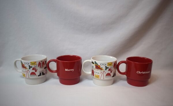 New Signature Set of 4 Stackable Christmas Mugs in Wire Rack Gift Set - Image 2