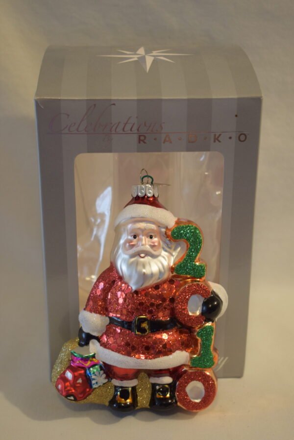 NIB 2010 Christopher Radko 25th Anniversary Santa Ornament - Image 3