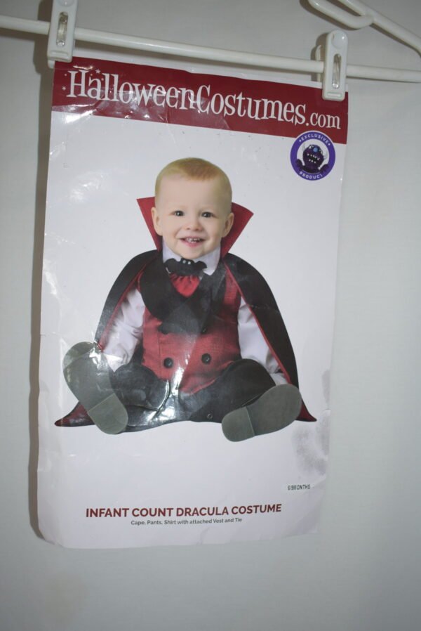 Infant Count Dracula Halloween Costume Size 6/9 Mo Cape Pants Shirt Vest Tie