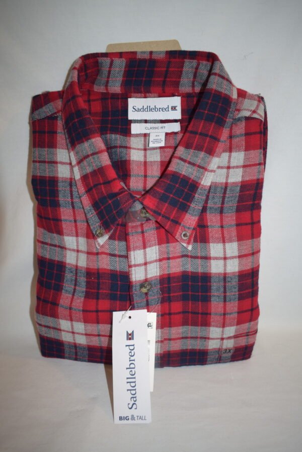 NWT Saddlebred Mens Classic Plaid Button-Down Shirt Size 3X
