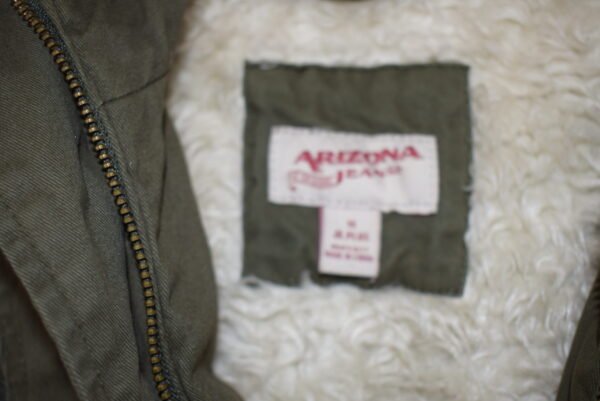 Arizona Jeans Co Green Cargo Sherpa Fur Hood Jacket Size 1X Large Jr Plus - Image 3