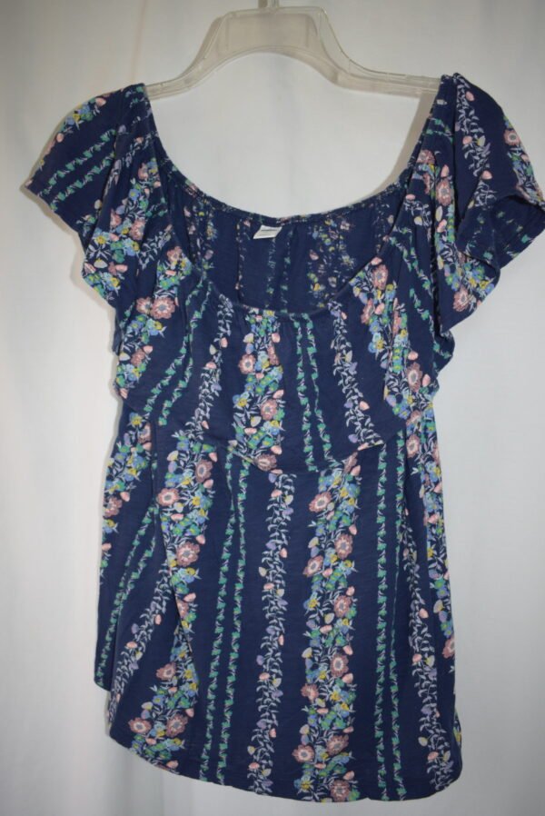 Old Navy Swing Off The Shoulder Sleeveless Navy Print Floral Shirt Blouse Size M