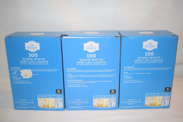 2023 NIB Holiday Time 100 Warm White Mini LED Lights 3 Boxes 21 Ft Green Wire - Image 3