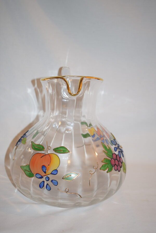 Romania Clear Crystal Glass Hand Painted Carafe Pitcher with Gold Trim EUC - Image 4