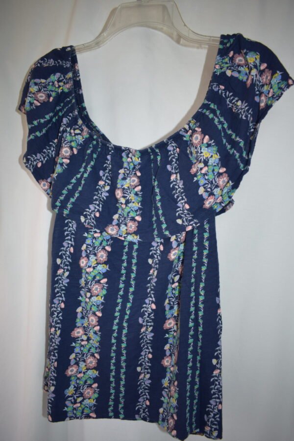 Old Navy Swing Off The Shoulder Sleeveless Navy Print Floral Shirt Blouse Size M - Image 2