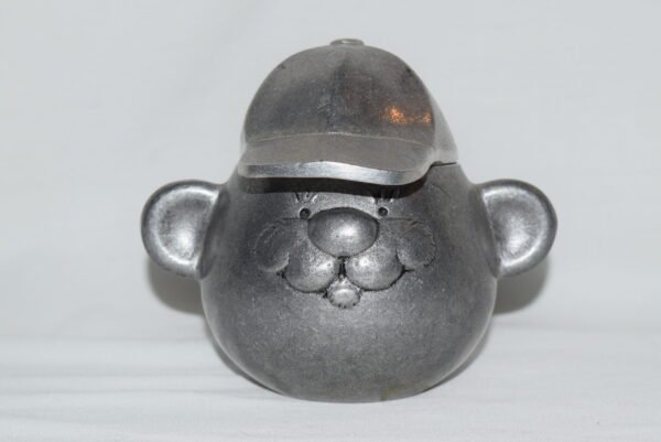 Vintage Wilton Mount Joy Pewter Head Bust Teddy Bear Bank