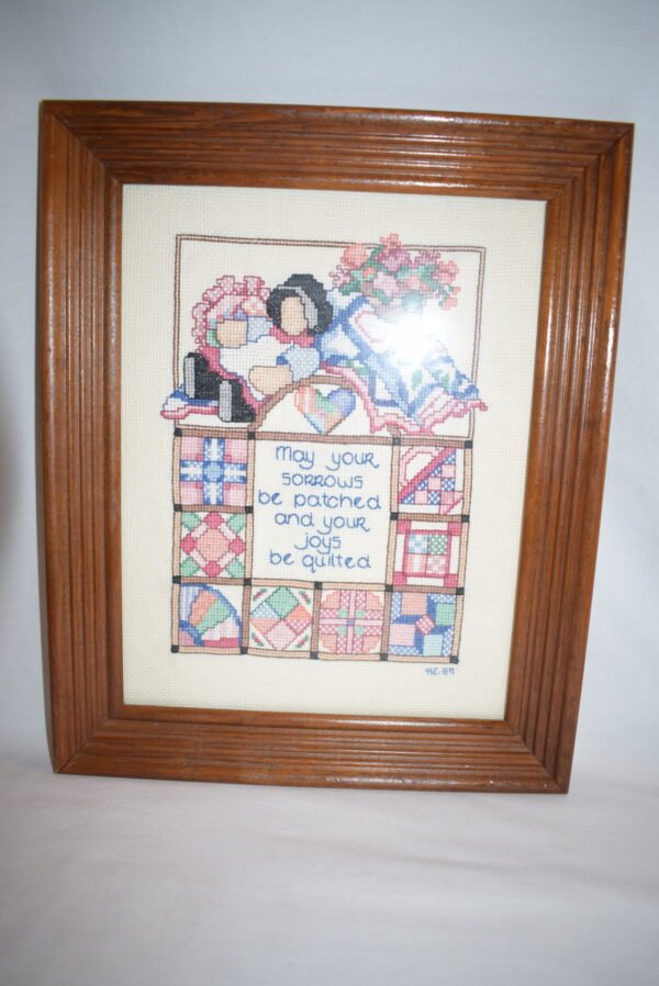 Vintage Hand Made Sorrows and Joys Cross Stitch Sampler