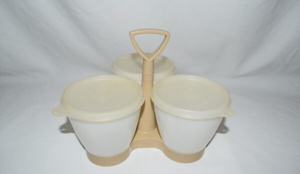 Vintage Tupperware Condiment Caddy Almond White