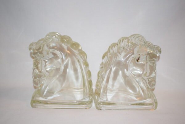 Vintage Art Deco Federal Glass Horse Head Bookends