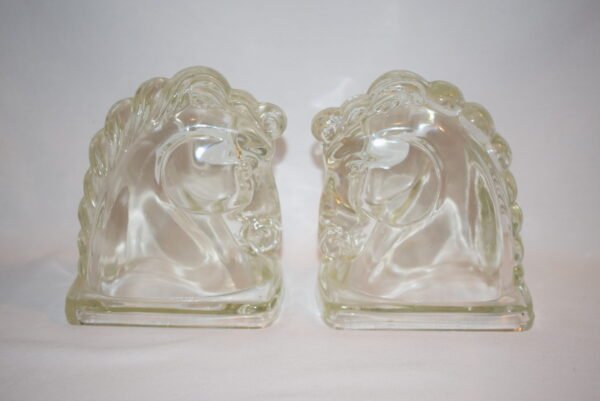 Vintage Art Deco Federal Glass Horse Head Bookends - Image 2