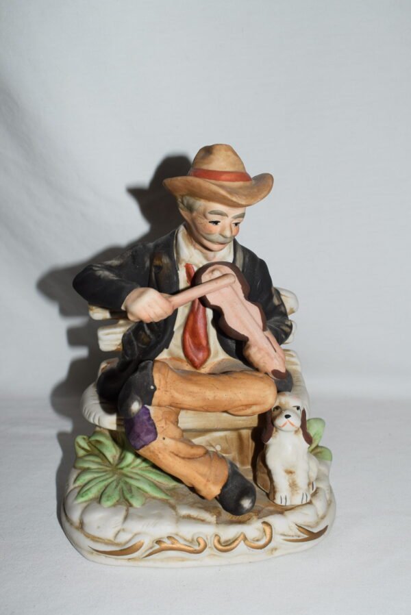Vintage Homco Man Playing Fiddle Violin with Dog Figurine