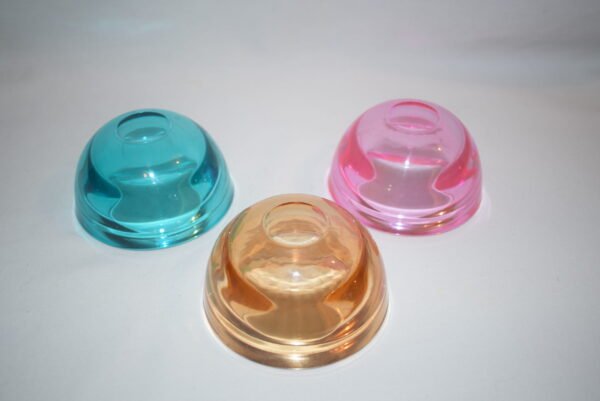VTG Set of 3 Glass Candleholder Pots Yellow Pink Teal - Image 4