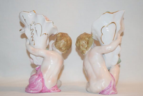 Vintage Pair Porcelain Cherub Cornucopia Figurines - Image 3