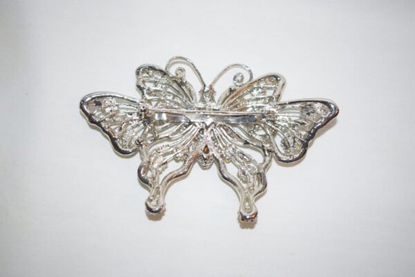 Vintage Big Beautiful Silvertone Butterfly Brooch - Image 2