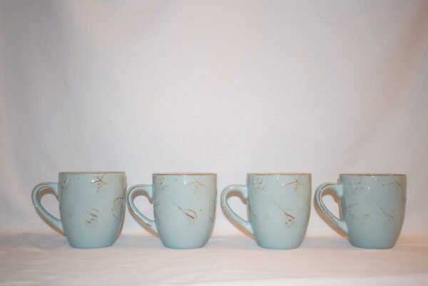 Thomson Light Blue Pottery Seashell Embossed Coffee Cups Set of 4