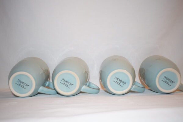 Thomson Light Blue Pottery Seashell Embossed Coffee Cups Set of 4 - Image 5