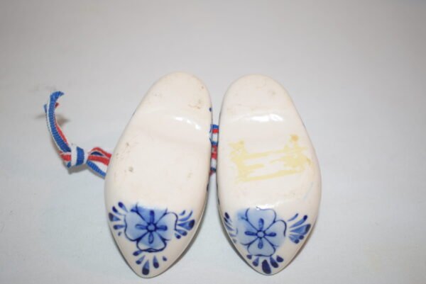 VTG Pair Mini Porcelain Holland Dutch Blue White Delft Clog Shoes Windmills EUC - Image 6