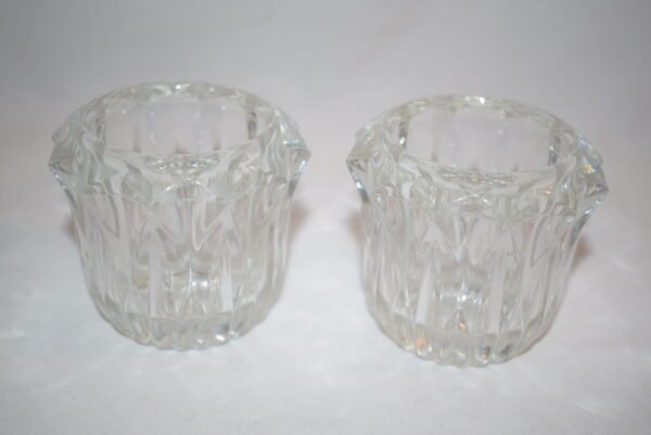 Vtg Pair Heavy Crystal Glass Votive Candleholders EUC - Image 3