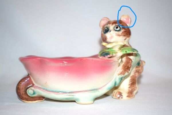 Vintage Japan Kitty Cat and Wheelbarrow Trinket Dish READ - Image 2