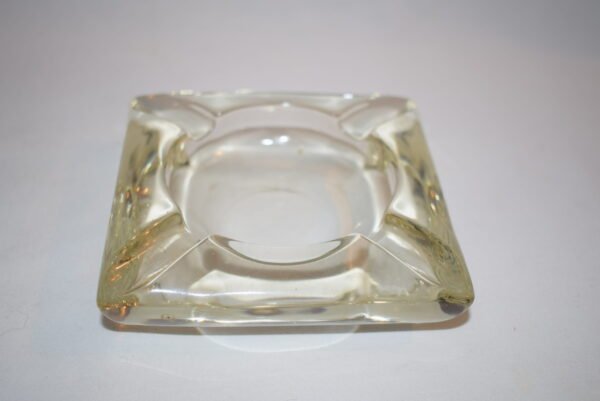 Vintage Square Pale Yellow Tint Glass Ashtray EUC - Image 2