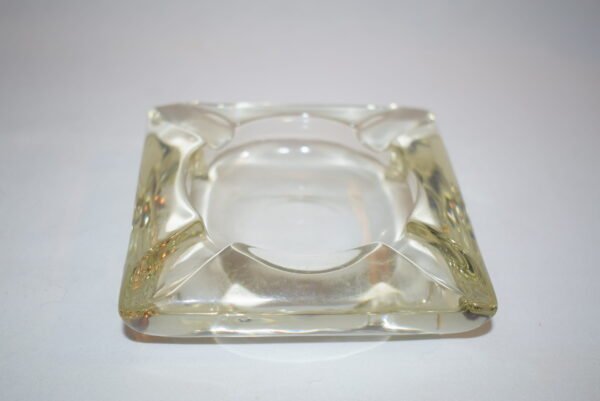 Vintage Square Pale Yellow Tint Glass Ashtray EUC - Image 3