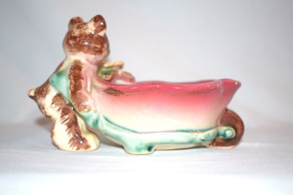 Vintage Japan Kitty Cat and Wheelbarrow Trinket Dish READ - Image 4