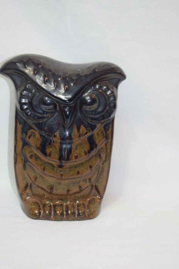 Vintage Apropos Home Collection Brown Black Drip Glaze Ceramic Owl EUC