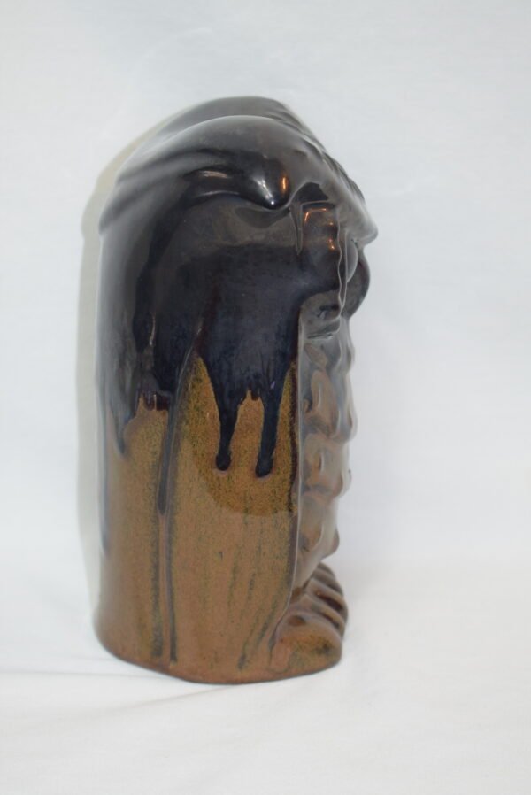 Vintage Apropos Home Collection Brown Black Drip Glaze Ceramic Owl EUC - Image 2