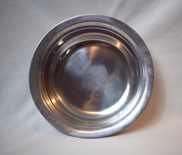 Vintage Round Stainless Steel Covered Dish With Pear Finial Fruit Embossed Lid - Image 5