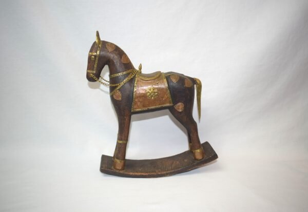 Vintage Rocking Horse War Horse Metal on Wood Made In India