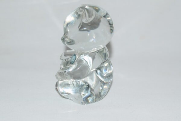 Fenton Clear Glass Teddy Bear Paperweight Figurine with Blue Heart - Image 2