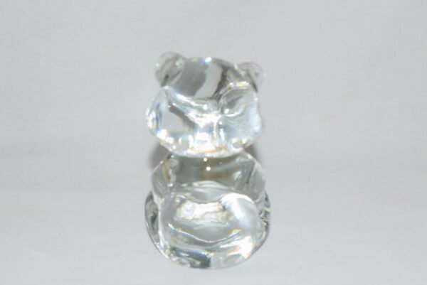 Fenton Clear Glass Teddy Bear Paperweight Figurine with Blue Heart - Image 3