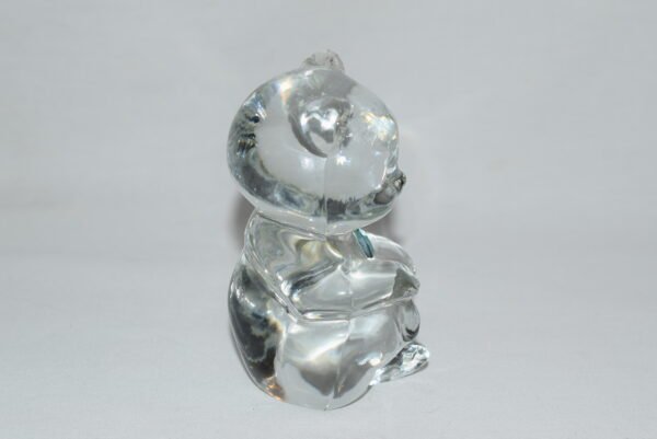 Fenton Clear Glass Teddy Bear Paperweight Figurine with Blue Heart - Image 4
