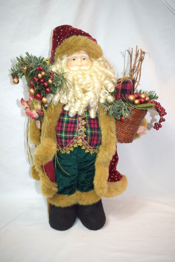 Vtg Home Interiors Santa With Staff and Gift Basket 20 Inches Tall