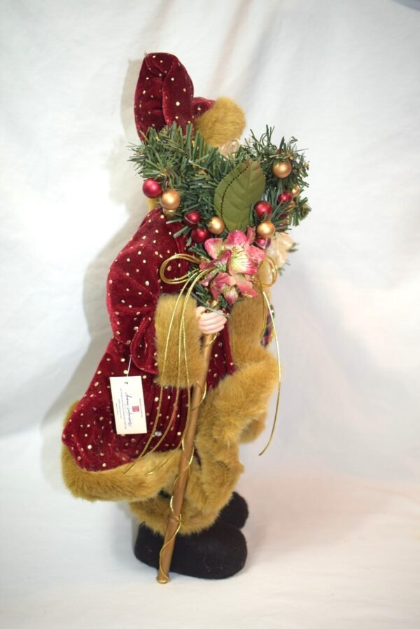 Vtg Home Interiors Santa With Staff and Gift Basket 20 Inches Tall - Image 2