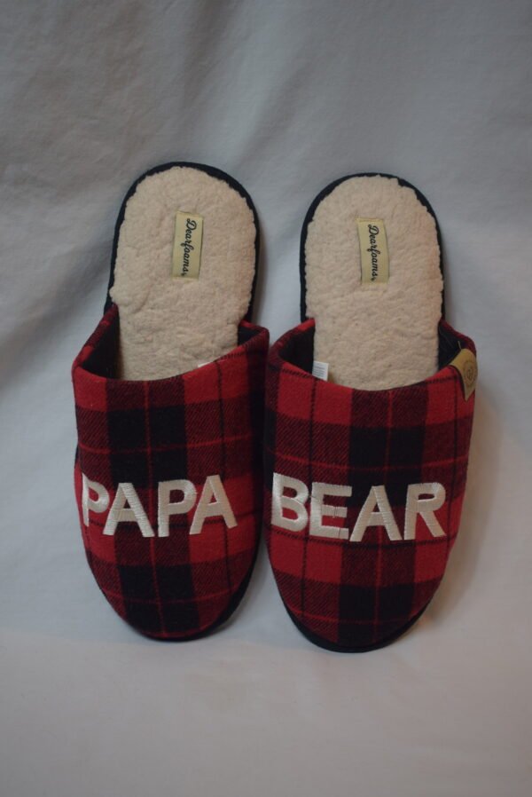 Dearfoams Plaid Papa Bear Slippers Size 11-12