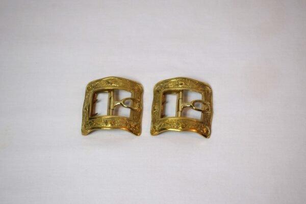 Pair Decorative Brass Thistle Boot Buckles #3