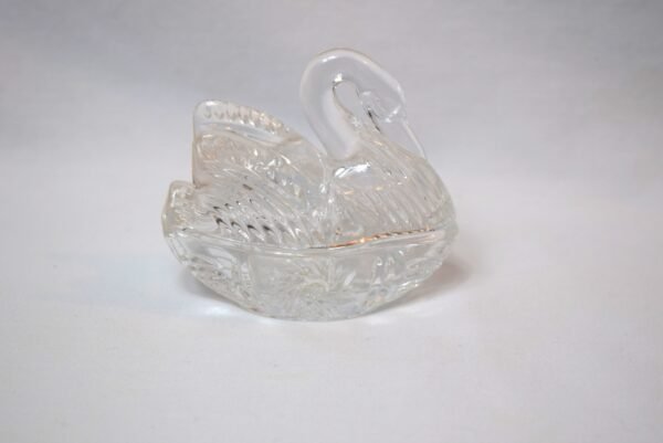 VTG Crystal Swan Bird on Nest Trinket Dish