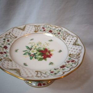 Vintage Oscar de la Renta Reticulated Poinsettia Cake Stand Plate