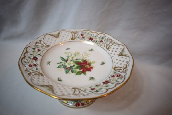 Vintage Oscar de la Renta Reticulated Poinsettia Cake Stand Plate