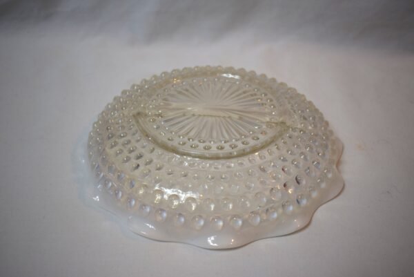 Vintage Fenton Clear Glass and Opalescence Hobnail Moonstone Divided Dish - Image 5
