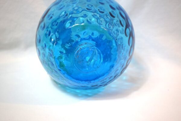 VTG FENTON Blue Thumbprint And Ruffles Pitcher Clear Glass Handle Hand Blown WOW - Image 5
