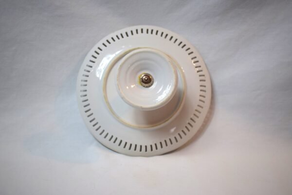 Vintage Porcelain Reticulated Pedestal  Cake Plate with Fruit Decoration - Image 4