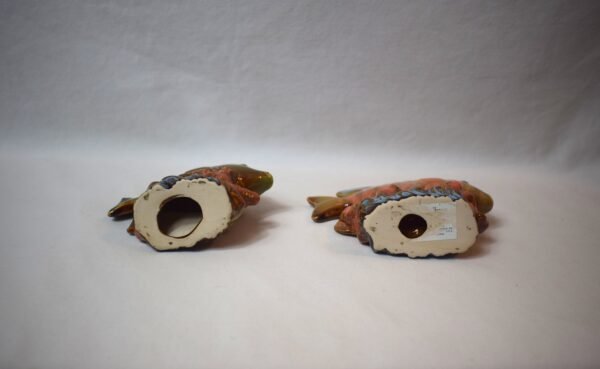 Pair 5 Inch Porcelain Fish Orange Green - Image 5