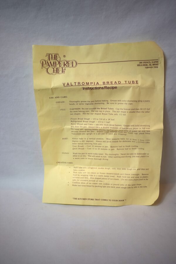 Vintage Pampered Chef Valtrompia Flower Bread Tube #12105B With Recipe Page - Image 5
