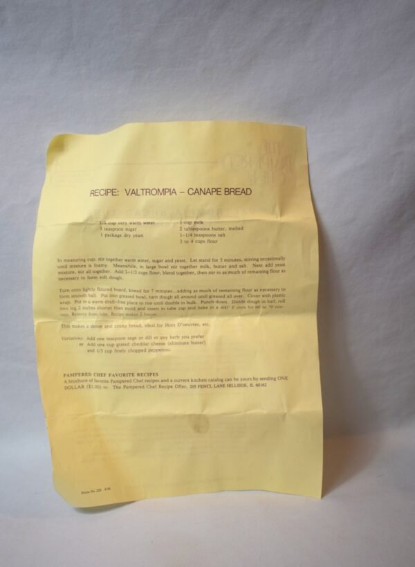 Vintage Pampered Chef Valtrompia Flower Bread Tube #12105B With Recipe Page - Image 6