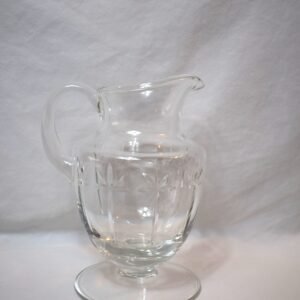 Vintage Block Crystal Footed Cut Glass Star Burst Pitcher