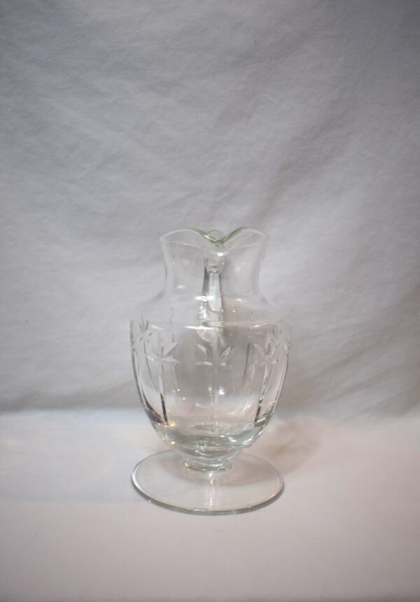 Vintage Block Crystal Footed Cut Glass Star Burst Pitcher - Image 2